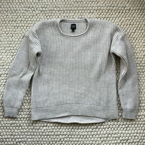 GAP 100% Cotton Women's Cream Roll neck Ribbed Crewneck Sweater